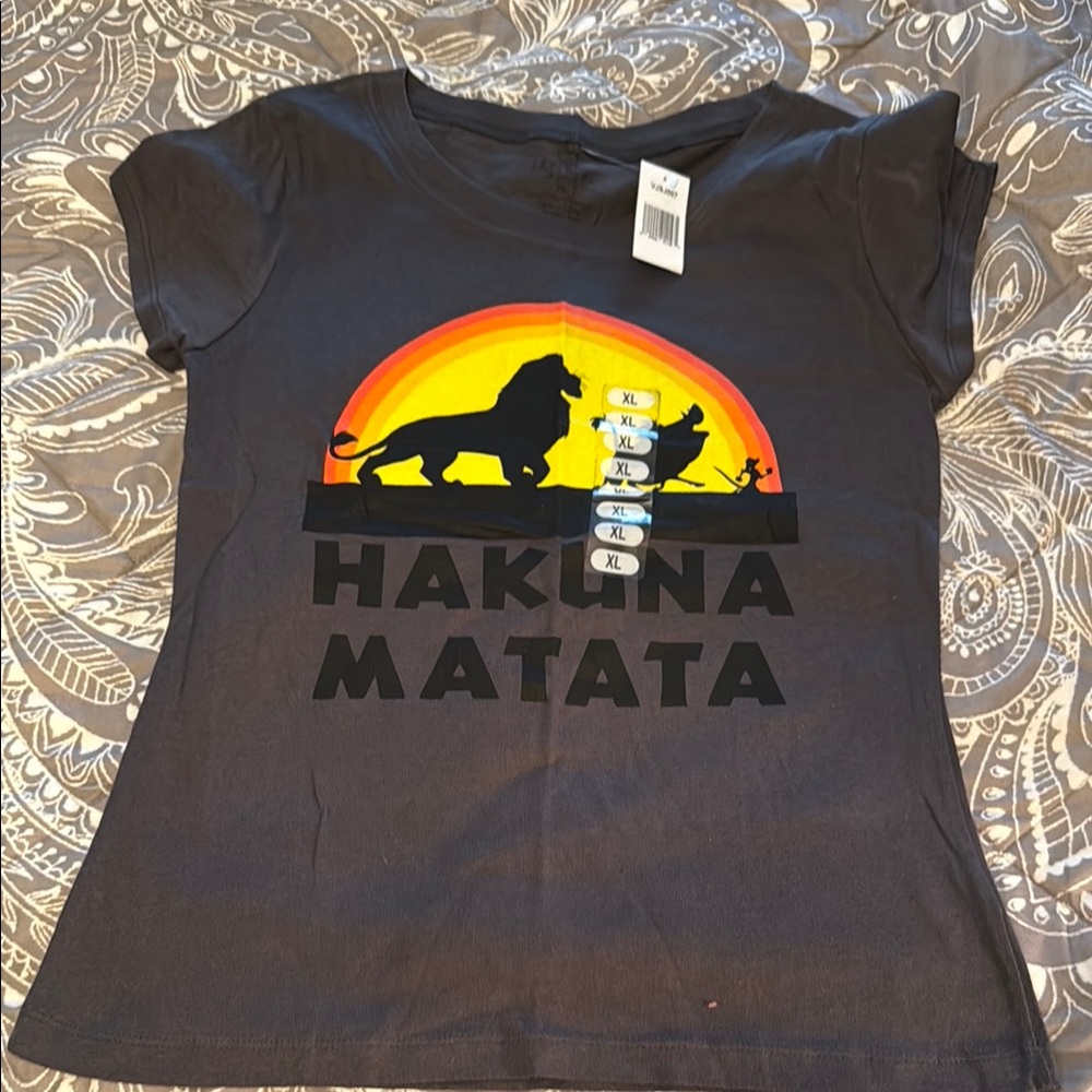 Disney Black and Orange Hakuna Matata Short Sleeve Tee